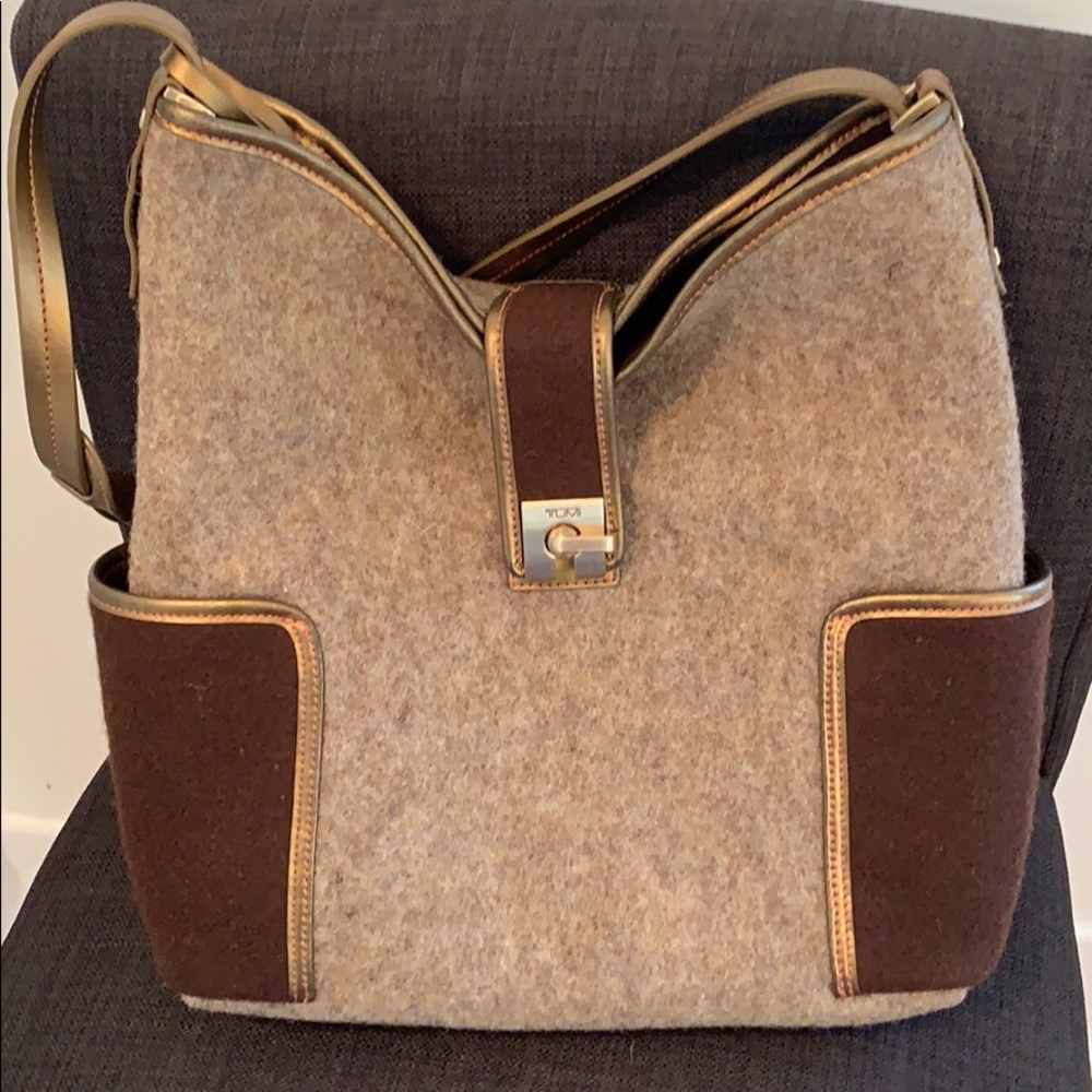 TUMI wool cross body purse
